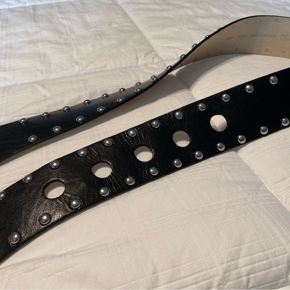 Michael Kors Chunky Black Studded Genuine Leather Belt size L - Picture 2 of 6